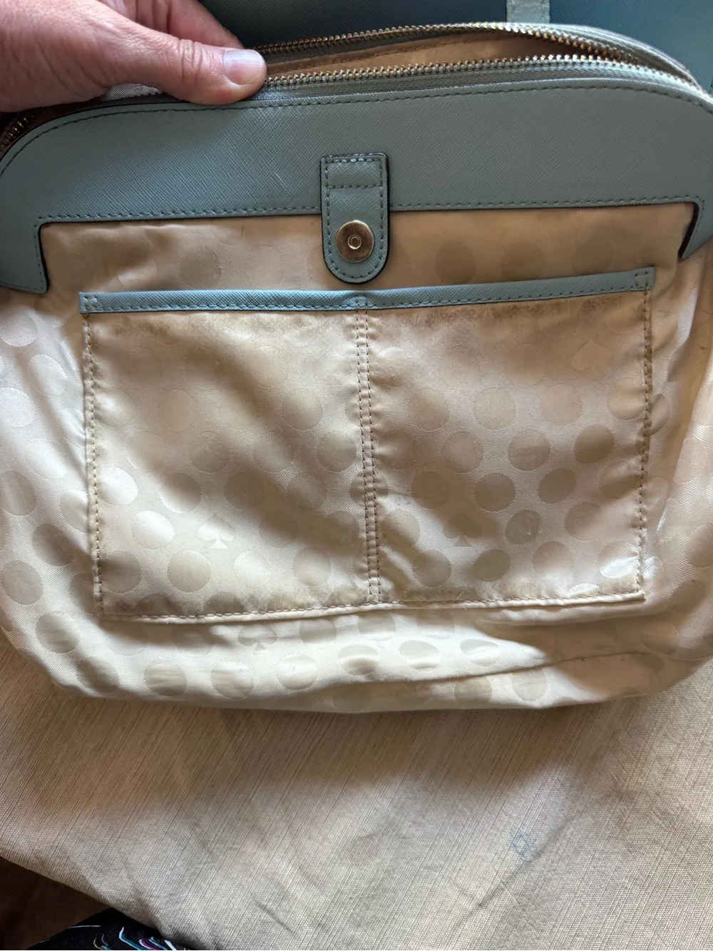 Kate Spade Newbury Lane Miles Tote Grace Blue Saffiano Leather Shoulder Bag